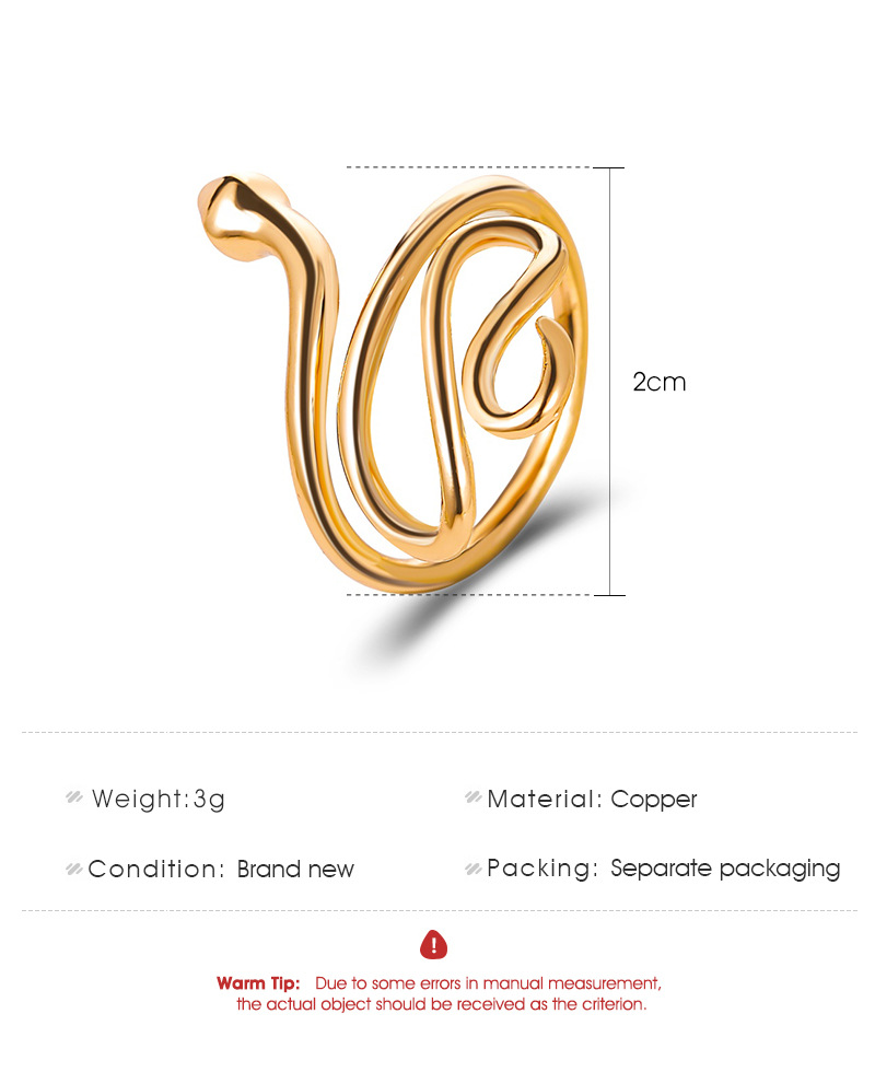 New Copper Ring Retro Snake-shaped Winding Ring Men And Women Snake Ring Wholesale Nihaojewelry display picture 1