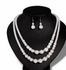Classic necklace from pearl for bride, chain, set, Aliexpress, European style
