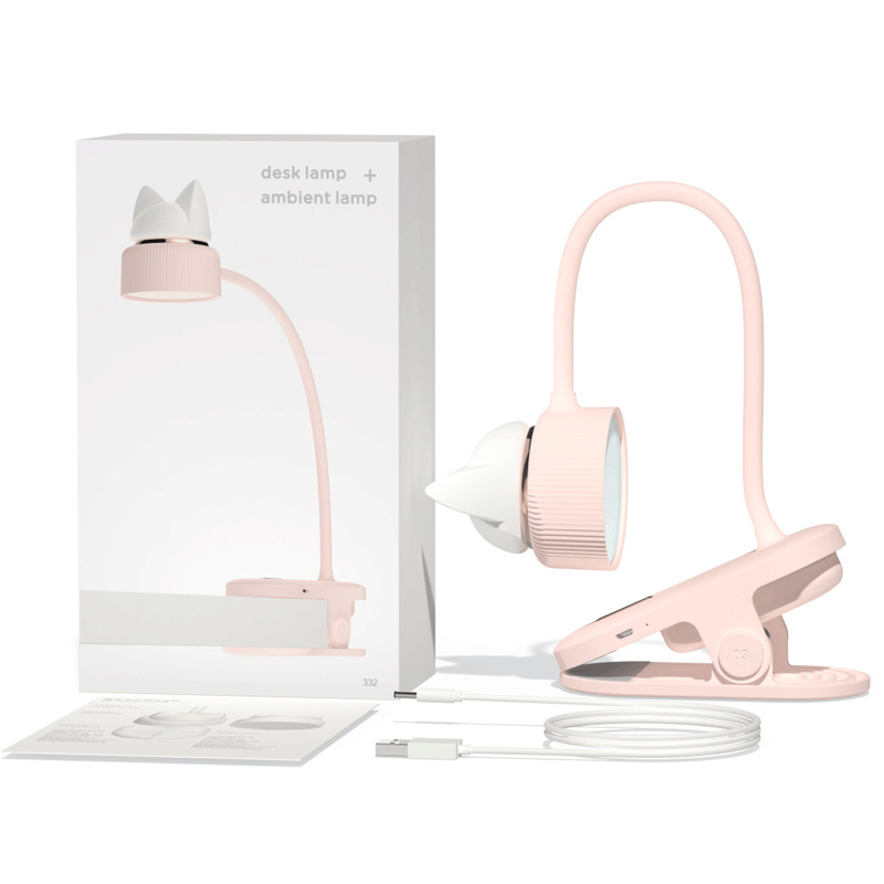 Sanhuo creative cat led eye protection clip desk lamp usb rechargeable bedside student dormitory night light reading light