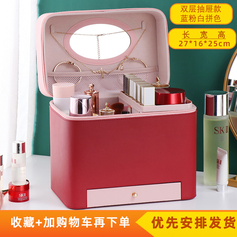 2023 nuevo color a juego bolsa de cosméticos portátil de gran capacidad para mujeres a prueba de polvo multi-funcional caja de almacenamiento de uñas profesional al por mayor