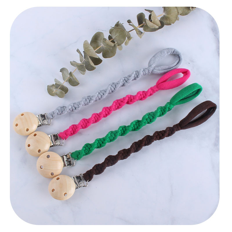 Venta caliente popular Hemu chupete clip de juguete DIY bebé creativo hecho a mano tejido chupete cadena chupete cuerda