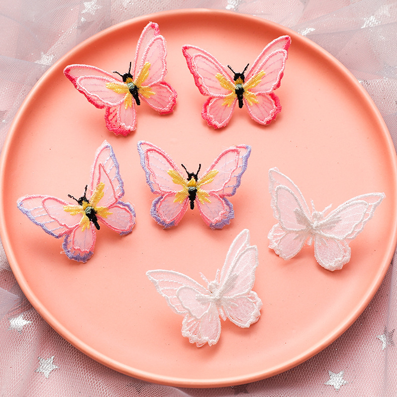 Lightweight Butterfly Double-layer Butterfly Three-dimensional Embroidery Color Butterfly Earrings 925 Silver Needle Earrings Wholesale Nihaojewelry display picture 16