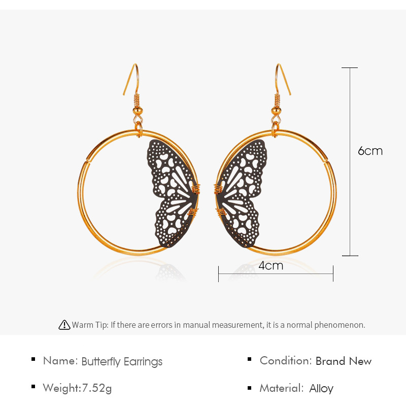Neue Kreative Spitze Schmetterling Retro Geometrische Hohle Runde Ohrringe Großhandel display picture 1