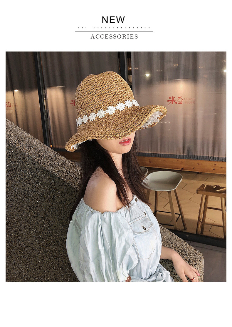 Women's Straw Hat Summer Sun-proof  Beach Lace Flowers Hat display picture 3