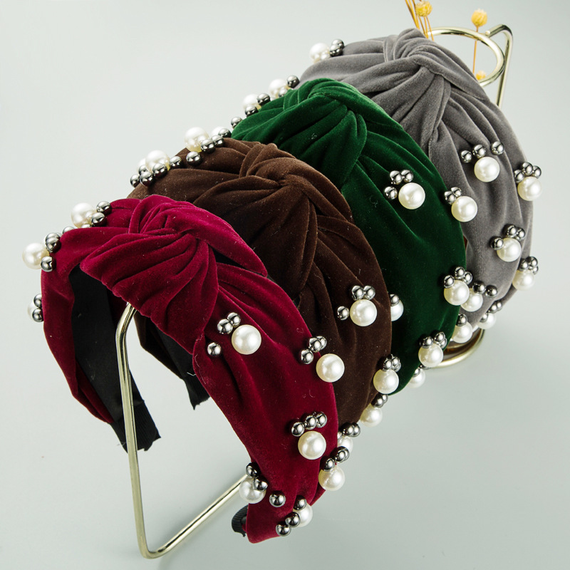 Korea's New High-end Flannel Simple Solid Color Knotted Hairband display picture 2