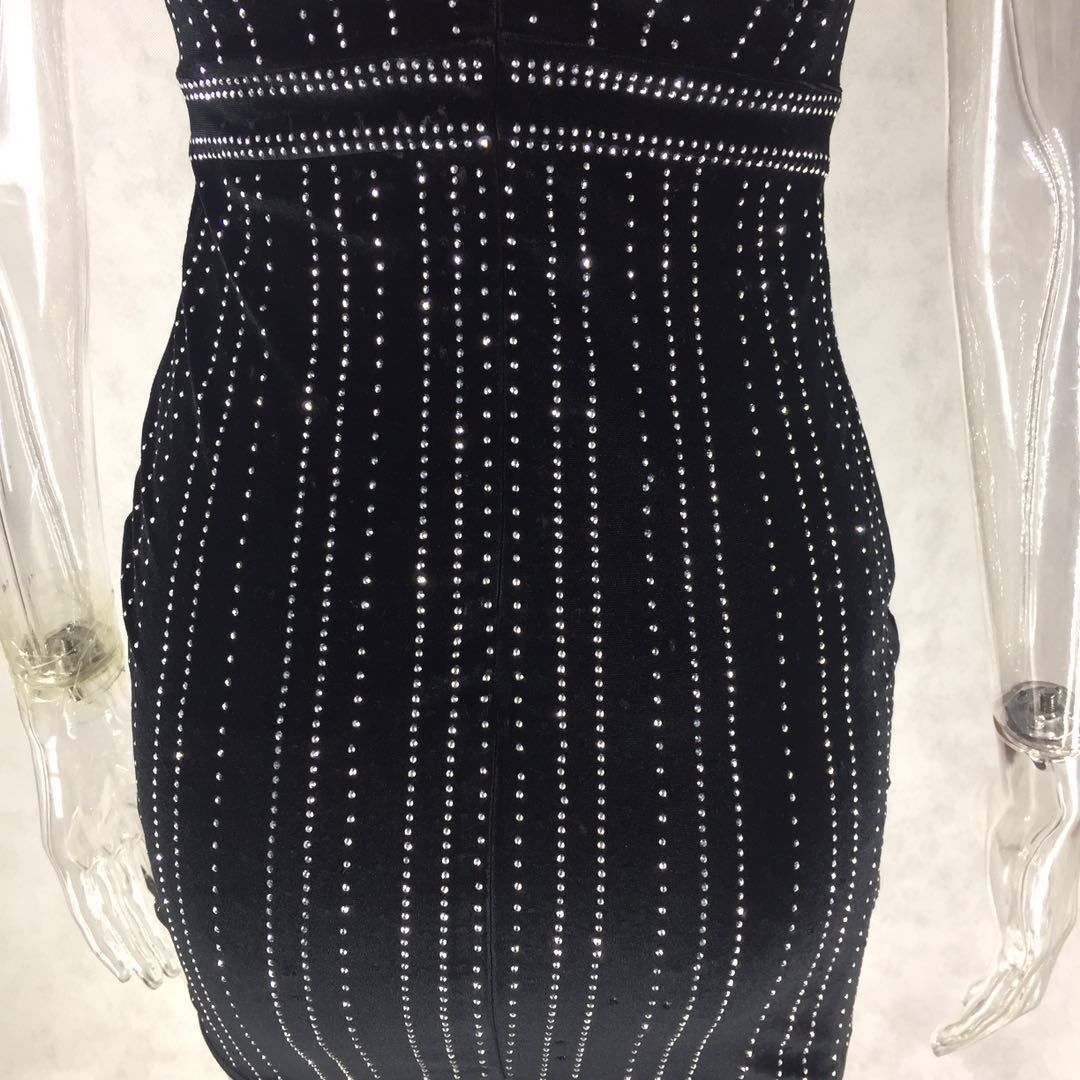 summer sexy V-neck sleeveless pearl hot diamond dress nihaostyles wholesale clothing NSDMS88886