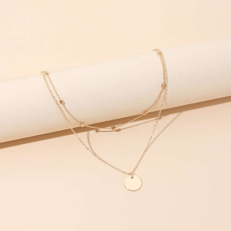 7g Weight Necklace Classification Wedding, Travel Occasion Women'S Gender Gold Color Hot Selling Fashion Multi-layer Personality Sequin Stacked Necklace 1