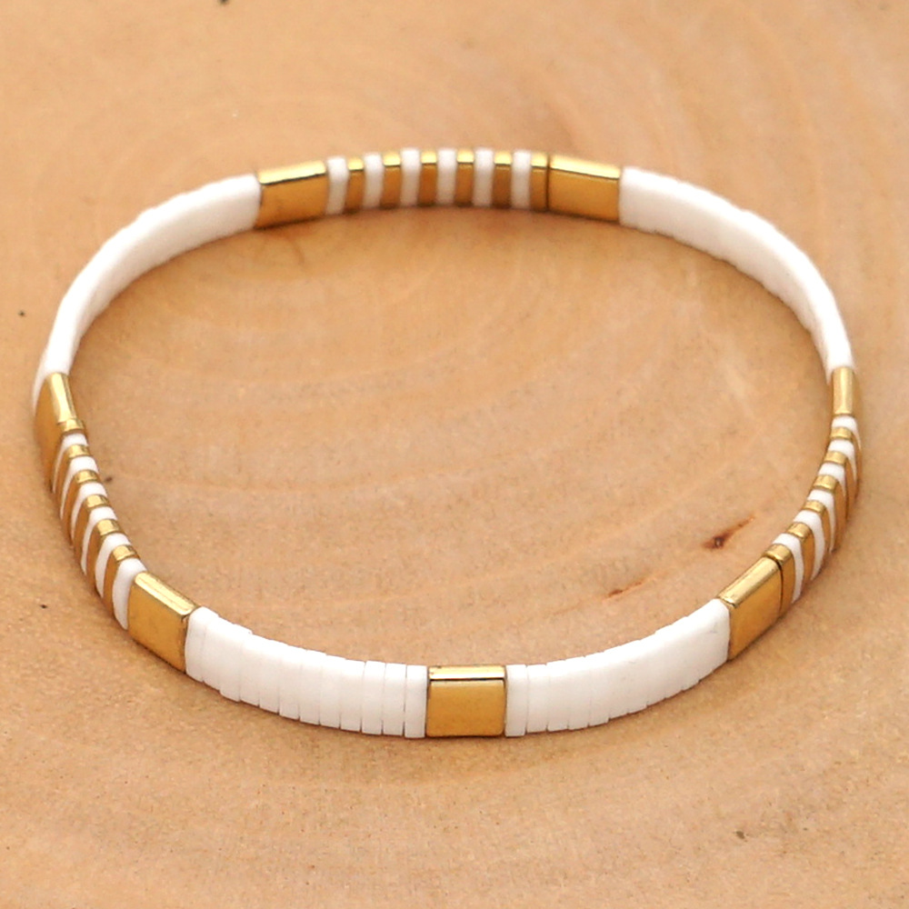 Fashion Bohemian Transparent White Glass Beads Hand-beaded Stacked Set Bracelet display picture 3