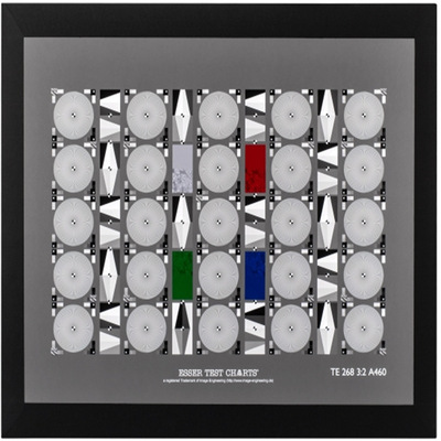 镜头分辨率测试卡,25个正弦调制,16个倾斜边缘,,4个彩色枯叶图|ru