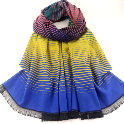 Han Chao excessive Gradient color stripe scarf Autumn and winter Cashmere Versatile Shawl Dual use keep warm Collar Lovers money