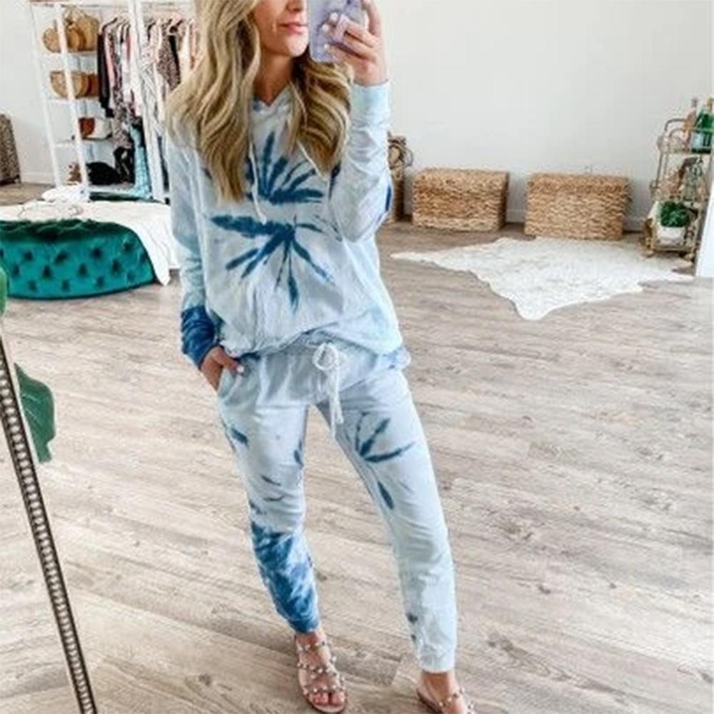 Spring and summer 2020 new European and American home clothes leisure two-piece women's summer Amazon long sleeve Hoodie Pants Set