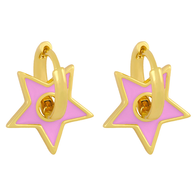 New  Fashion  Drop Oil Five-pointed Star Earrings display picture 7