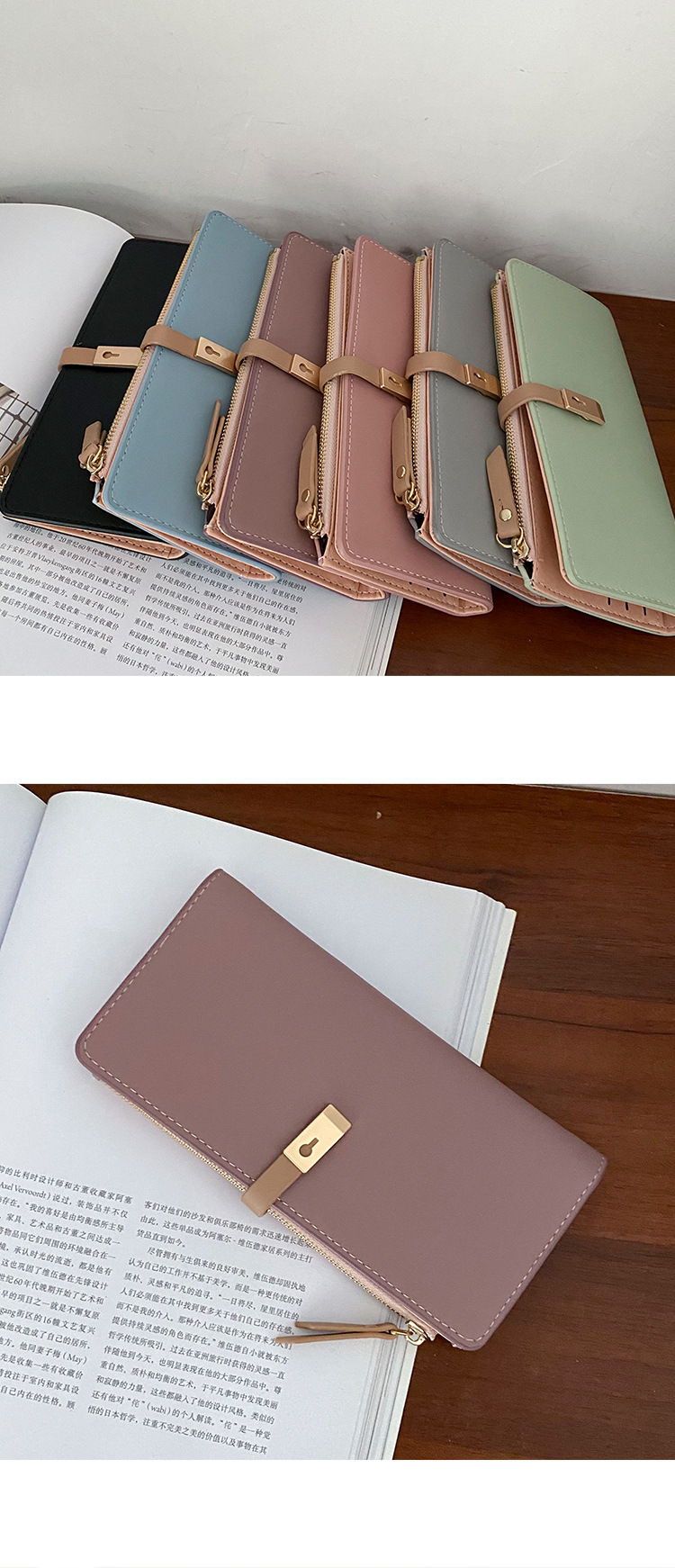 Women's All Seasons Pu Leather Solid Color Fashion Square Zipper Long Wallet display picture 1