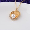 Necklace, small design chain for key bag  from pearl, 18 carat, internet celebrity, trend of season