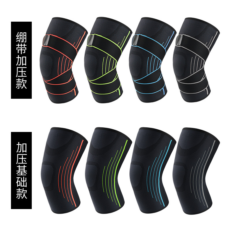 跨境运动护膝盖针织保暖绷带加压护腿套篮球足球登山跑步护具代发