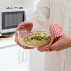 Insulated anti-scalding silicone gloves, non-slip, thickened, high temperature resistant kitchen gloves, microwave oven baking, heat resistant hand clips