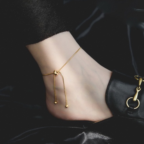 Simple retro pull-out adjustable anklet for women niche fashion versatile sexy European and American ins style internet celebrity does not fade