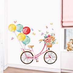 新款手繪氣球花籃自行車牆貼畫 客廳臥室書房玄關背景牆貼 FX-C47