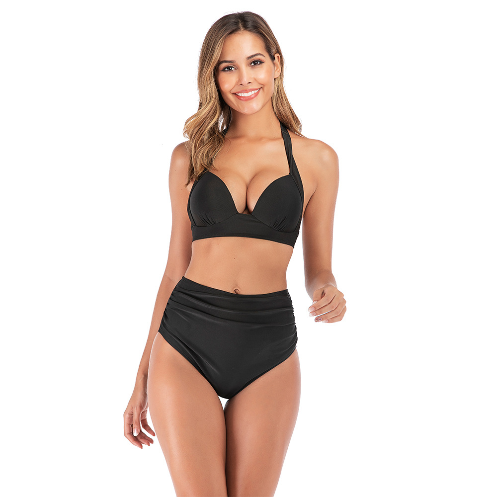 plus size high waist split swimsuit  NSHL42894