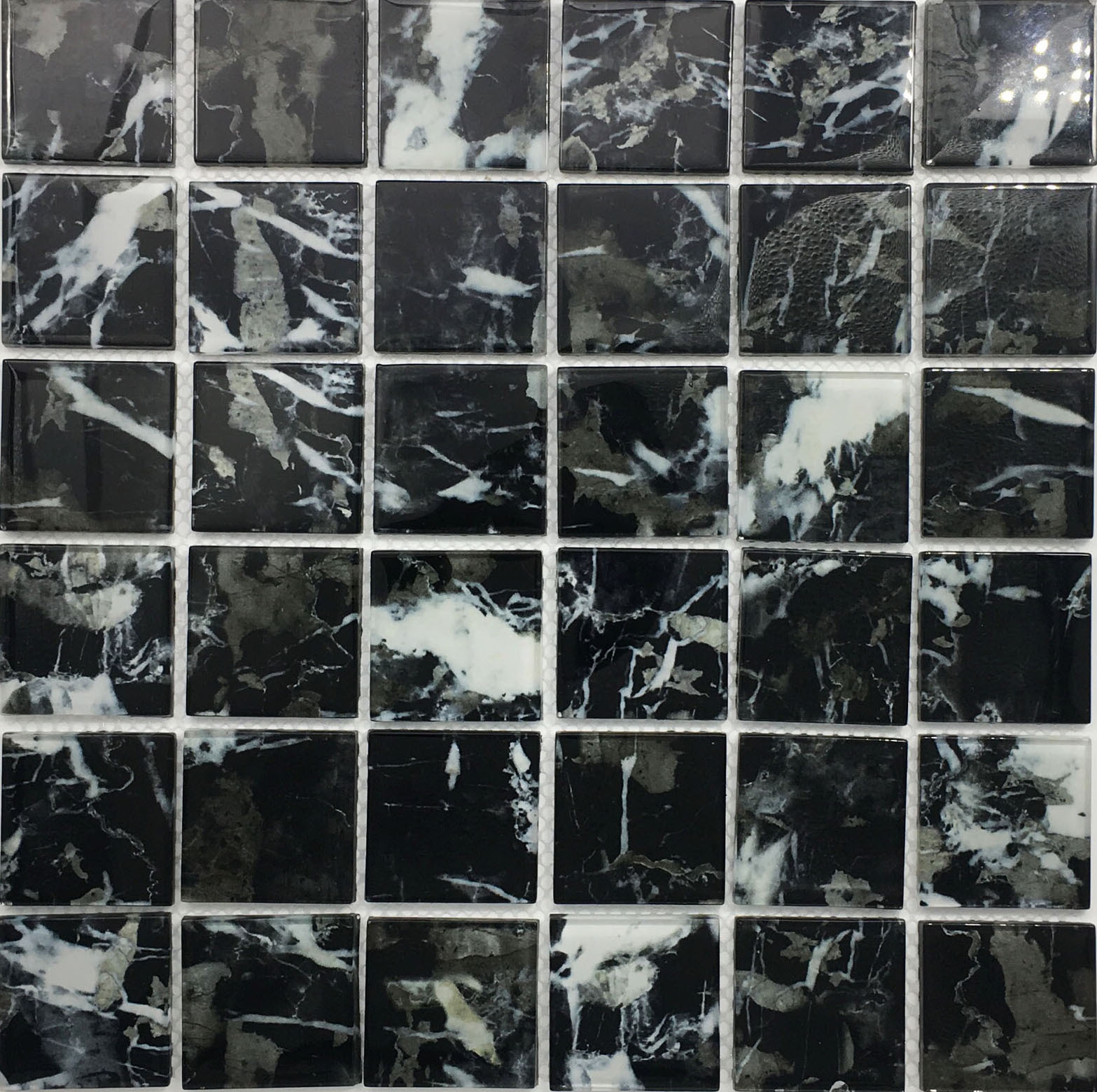 黑白根石材石纹马赛克玻璃酒店背景墙酒吧洗手间墙贴客厅电视装饰