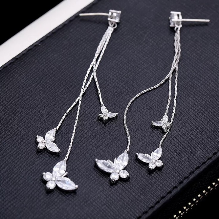 1 Pair Simple Style Butterfly Alloy Inlay Artificial Crystal Women's Drop Earrings display picture 4