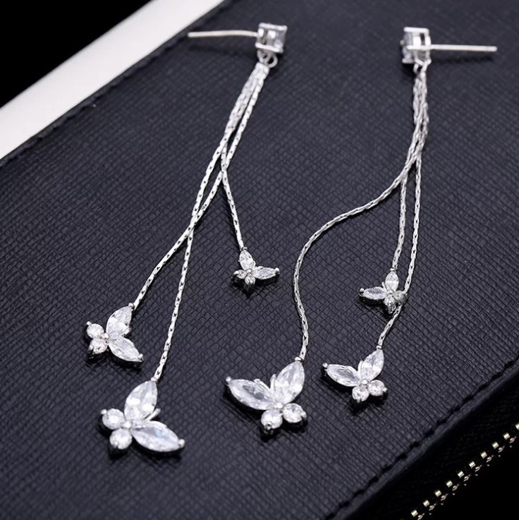 1 Paire Style Simple Papillon Alliage Incruster Cristal Artificiel Femmes Boucles D'oreilles display picture 4