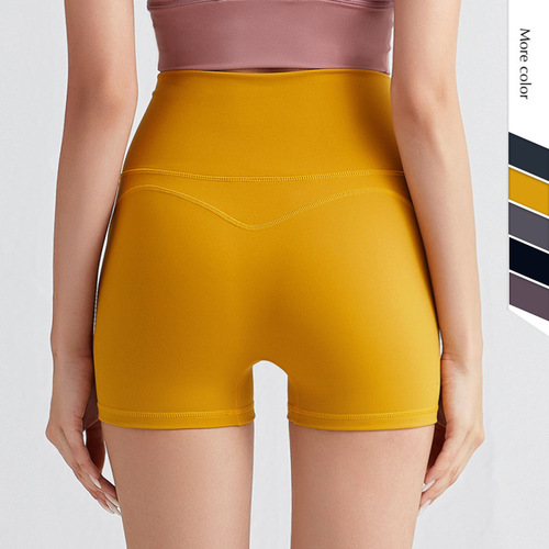  New European and American one-piece embarrassment-free yoga shorts for women, peach hip-lifting, quick-drying, tight-fitting sports three-point pants