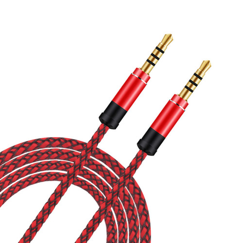 1.5-meter Velcro woven AUX audio cable 3-meter extension 3.5mm male to male recording line gold-plated car live broadcast 