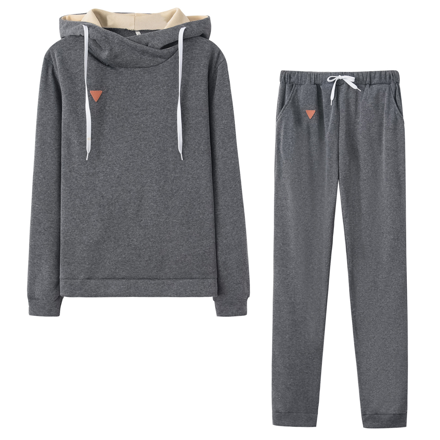 9531#2019 European American Women's Clothing Autumn And Winter Hot-selling New Fleece Fashion Leather Patch Casual_ecoleips.com