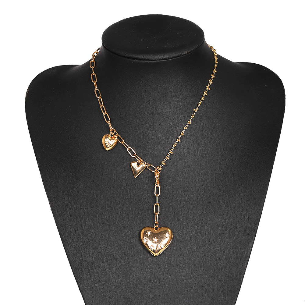 Street Style Fashion Exaggerated Peach Heart Pendant Alloy Necklace Wholesale display picture 3