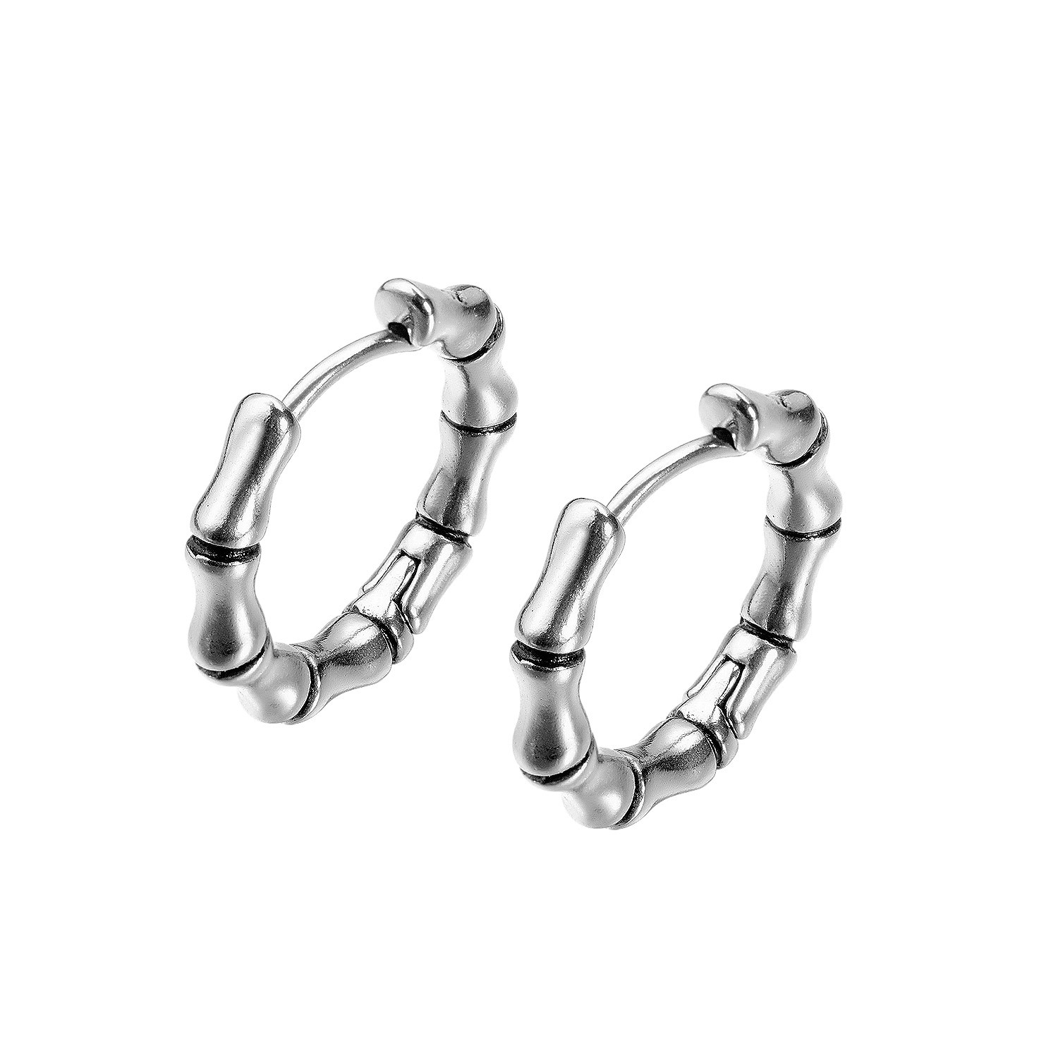 Japan and Han retro trend men's titanium steel earrings personality hip hop simple bamboo holiday fashion female factory direct sales