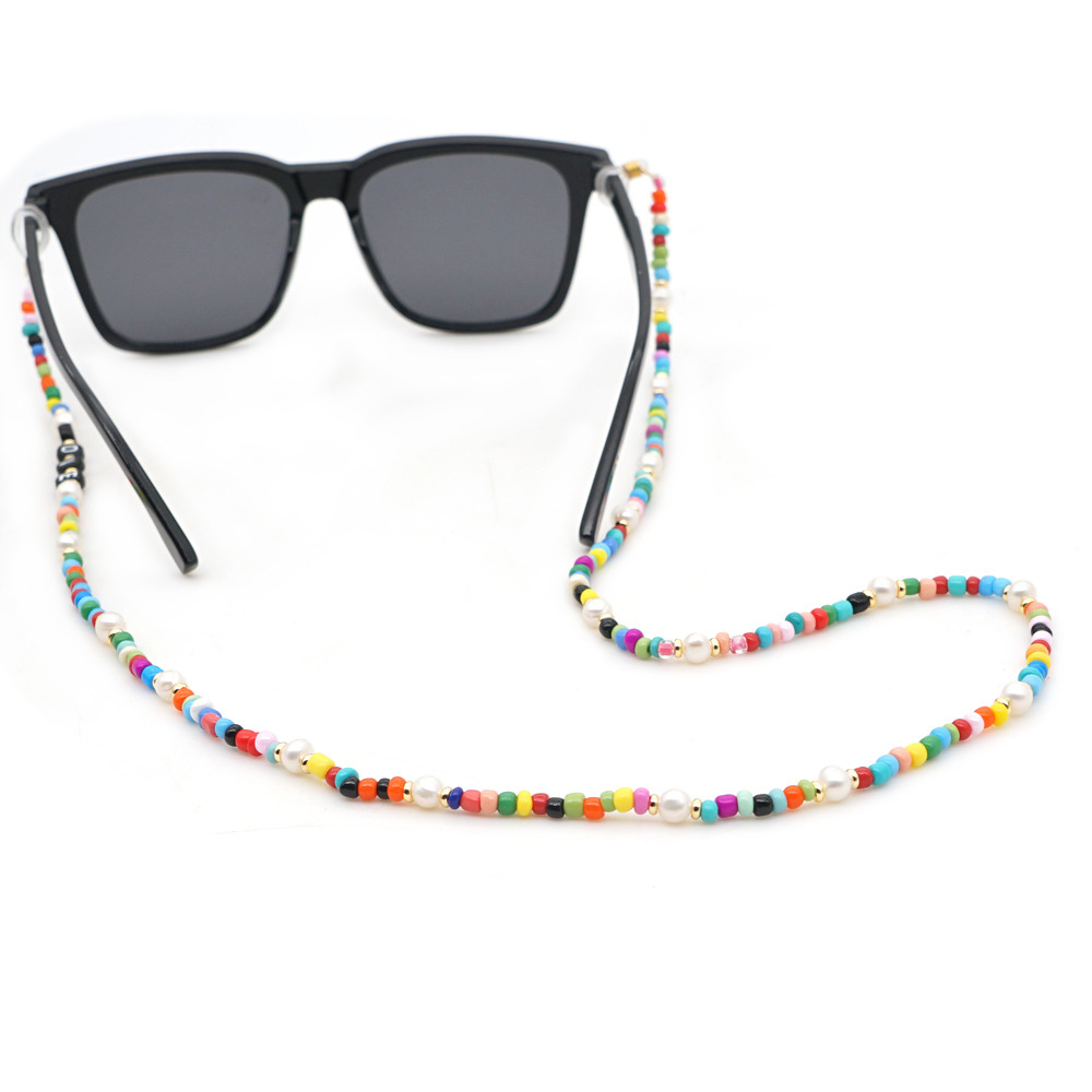 Fashion Natural Pearl Rainbow Rice Beads Letters Beach Wind Non-slip Mask Glasses Chain display picture 6