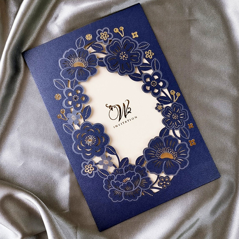 钰彩婚品 结婚请柬喜帖 欧式蓝色 邀请函激光请帖 婚庆用品CX914B