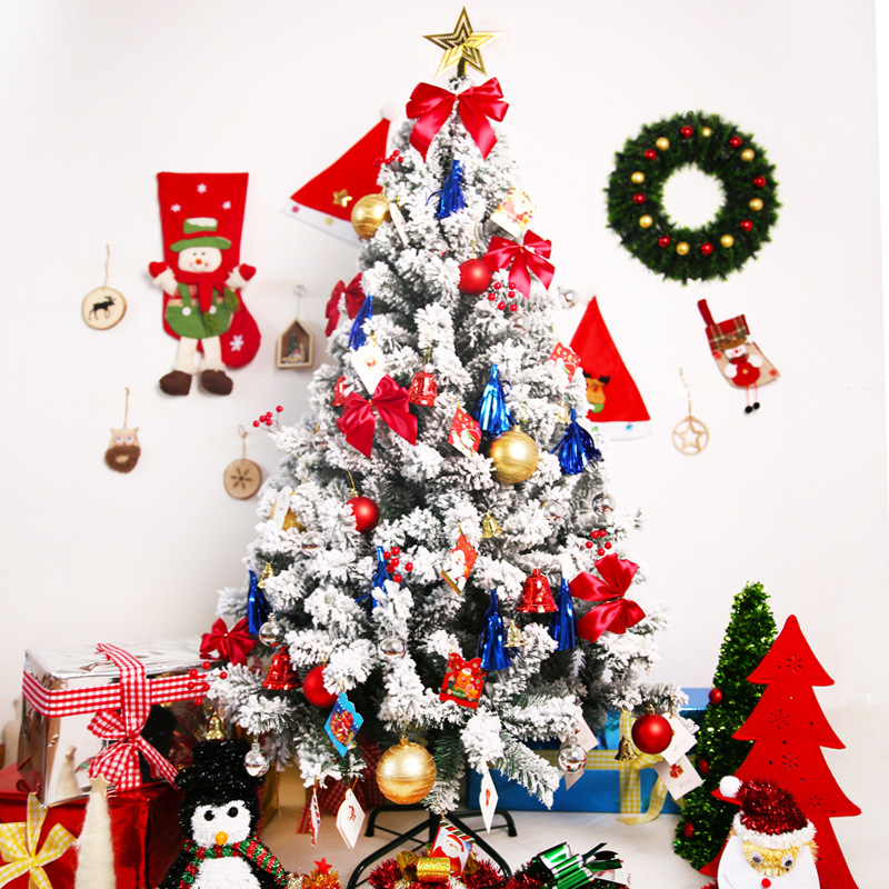 仿真加密白色圣诞树植绒树雪树 1.2米/1.5米/1.8米白喷雪圣诞装饰