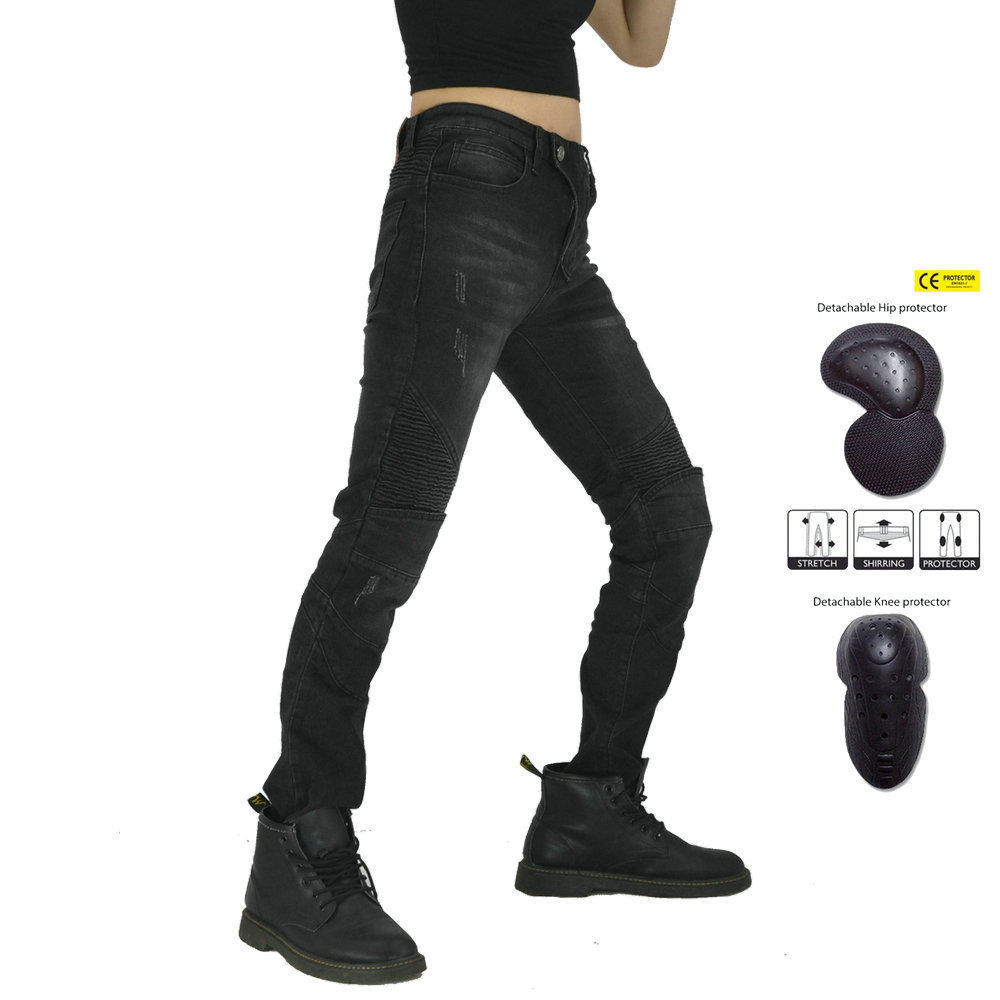 VOLERO casual motocicleta SLIM-Fit stretch pantalones anti-caída Pantalones vaqueros de la motocicleta de carreras de motos pantalones de montar para las mujeres