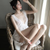 蝶然 新款情趣内衣女蝴蝶刺绣性感诱惑睡衣透视吊带睡裙套装2096|ms