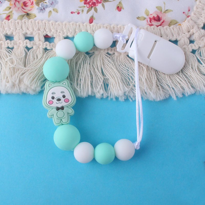 Bebé Oso de silicona pezón cadena clip dientes de bebé Cadena de molienda cadena anti-caída calmante teether pezón