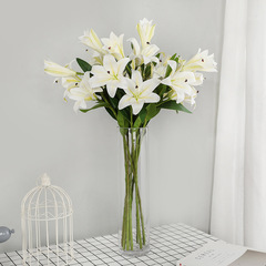 Direct Manufacturer Sale of New Chinese Style Home Decor Artificial Lilies for Wedding Decorations, 3D Printed 3-Head Lilies