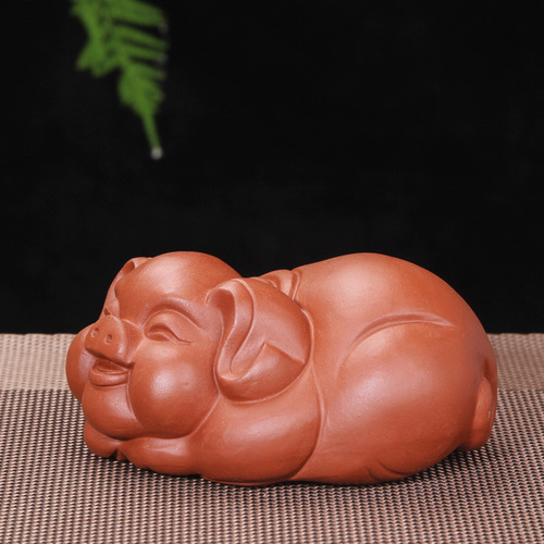 Yixing Zisha Lucky Pig Tea Pet Ornaments Manufacturer Wholesale Customized Crafts Handmade Gifts Tea Tray Tea Set Sculpture