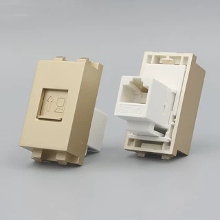 香槟金128型网络直通直插模块 香槟色86型超五类网线插座电脑模块