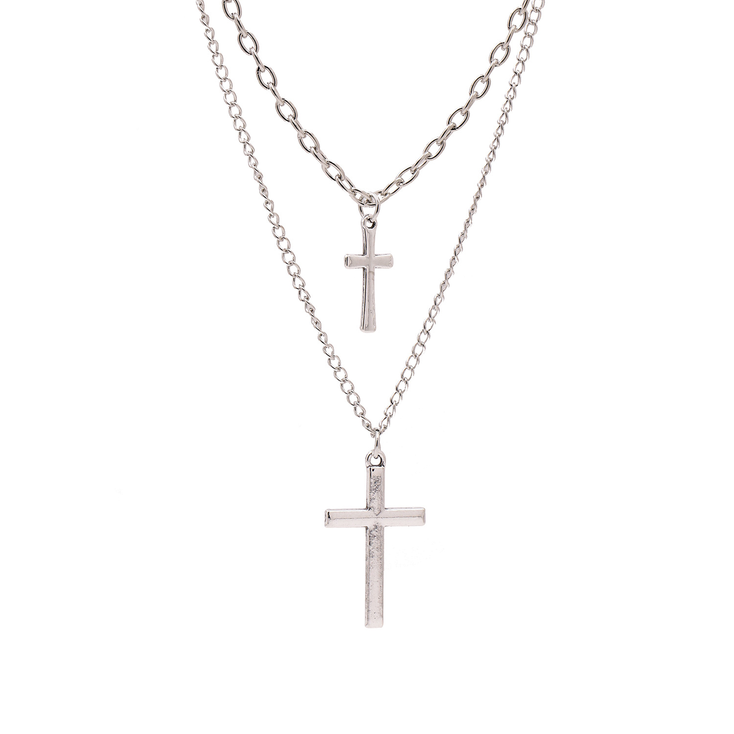 Bohemian Retro New Alloy Cross Multi-layer Necklace Two-layer Chain Set Wholesale Nihaojewelry display picture 8