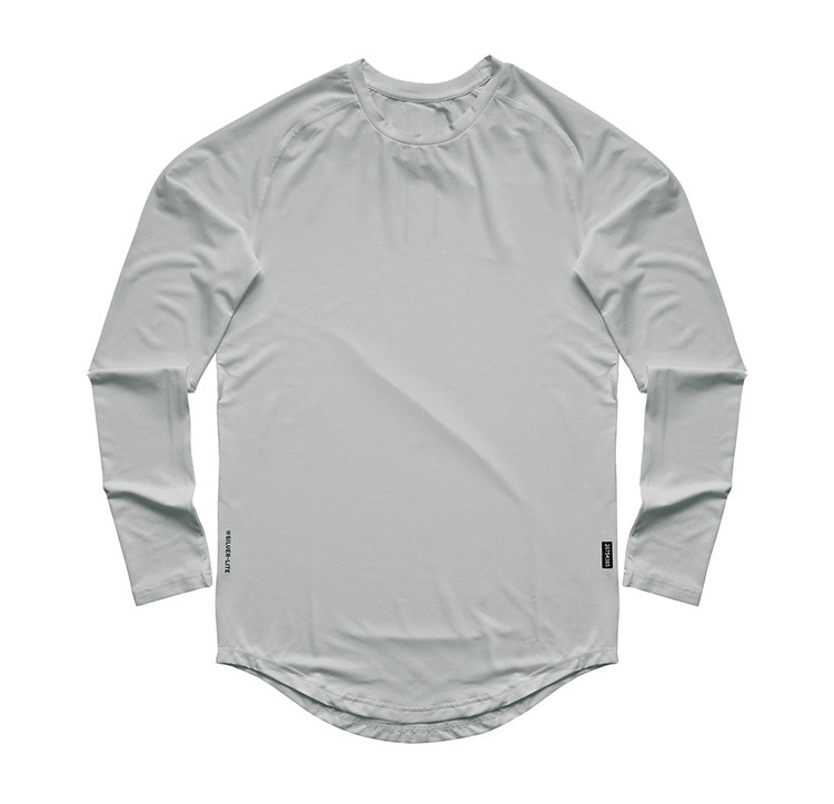 T-shirt da uomo a maniche lunghe primaverili e autunnali in maglia tinta unita con scollo tondo, maglietta sportiva da uomo ad asciugatura rapida_voghion.com