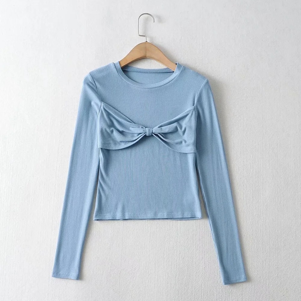 Bow-knot decoration bottoming shirt NSHS31494