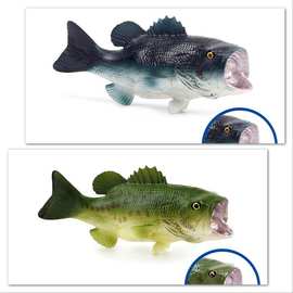 仿真实心海洋动物玩具模型 大嘴鲈鱼 鲈鱼玩具模型摆件海鱼淡水鱼