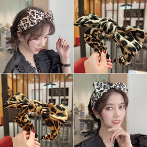 leopard pattern bowknot hair band barrette RETRO art rabbit ear hairpin hair hoop female