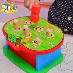 Apple Whack-a-Mole children's wooden toy baby knocking building blocks boys and girls early education educational parent-child interactive game