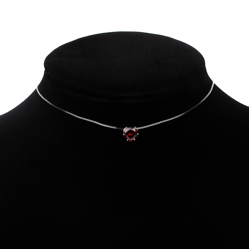3g Weight Alloy Pendant Material Necklace Classification Fishing Line Chain Material Woven Chain Chain Type Travel Occasion Fishing Line Material Heart Shape Pattern Women'S Gender Simple Style Style Pink, Red, Green, Blue Color Simple Style Heart Shape Fishing Line Woven Chain Pendant Necklaces Wholesale 13