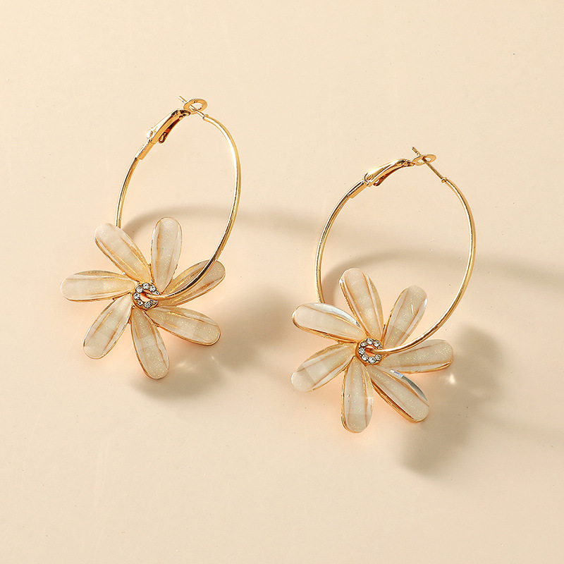 Korean Fashion Fairy Wild  Simple Trend Circle Diamond Windmill Flower Earrings display picture 3