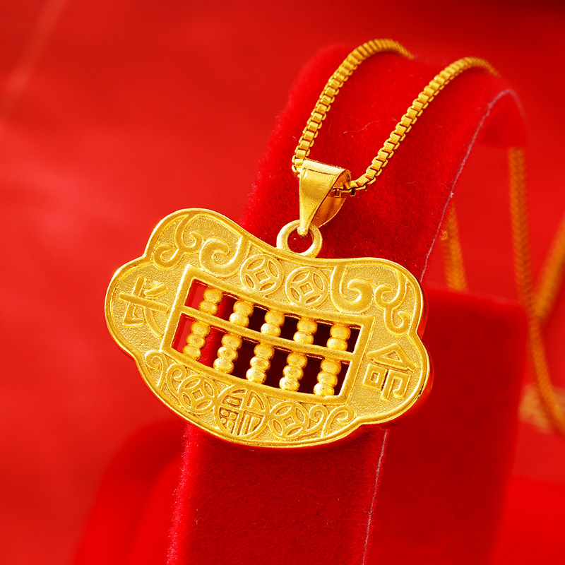 Estilo étnico Ábaco cobre plateado 24K oro colgante para las mujeres al por mayor simple Vietnam arena oro larga vida cerradura joyería colgante