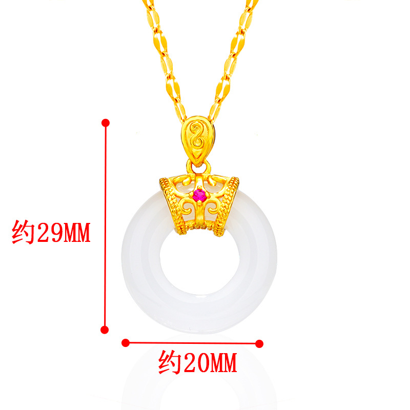 Luz de lujo imitación 24K oro incrustaciones hebilla de seguridad imitación Calcedonia colgante moda femenina online rojo vivo Tailandia viejo oro al por mayor